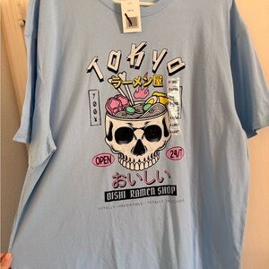 Men’s Skull Ramen Blue Graphic T-Shirt XL NWT